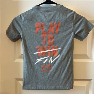Southern Tide Gray Kids Shirt with Orange Print